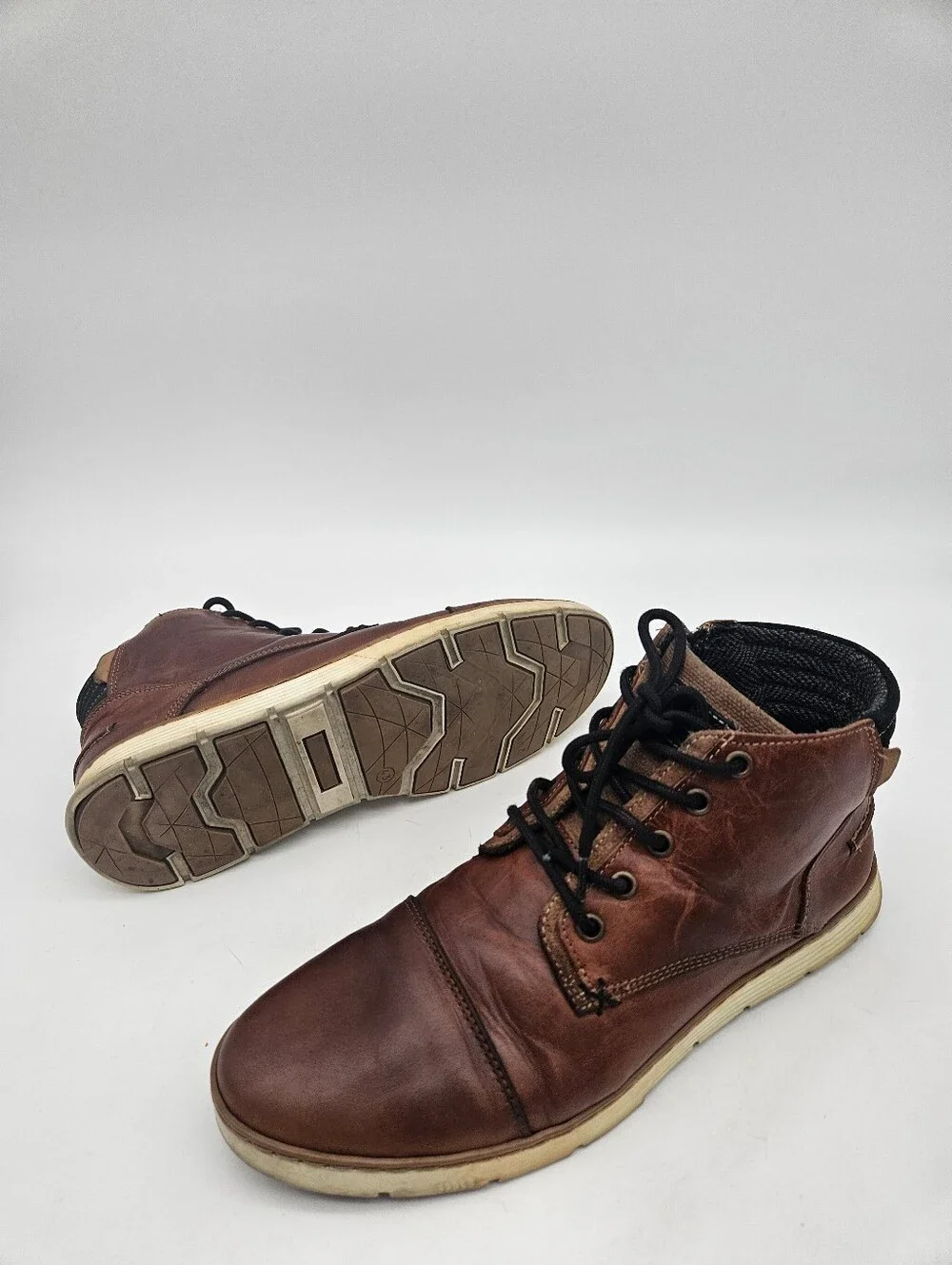 Bullboxer Adyn Chukka Brown Side Zipper Cap Toe Boot Mens Sz 10 made in Portugal
